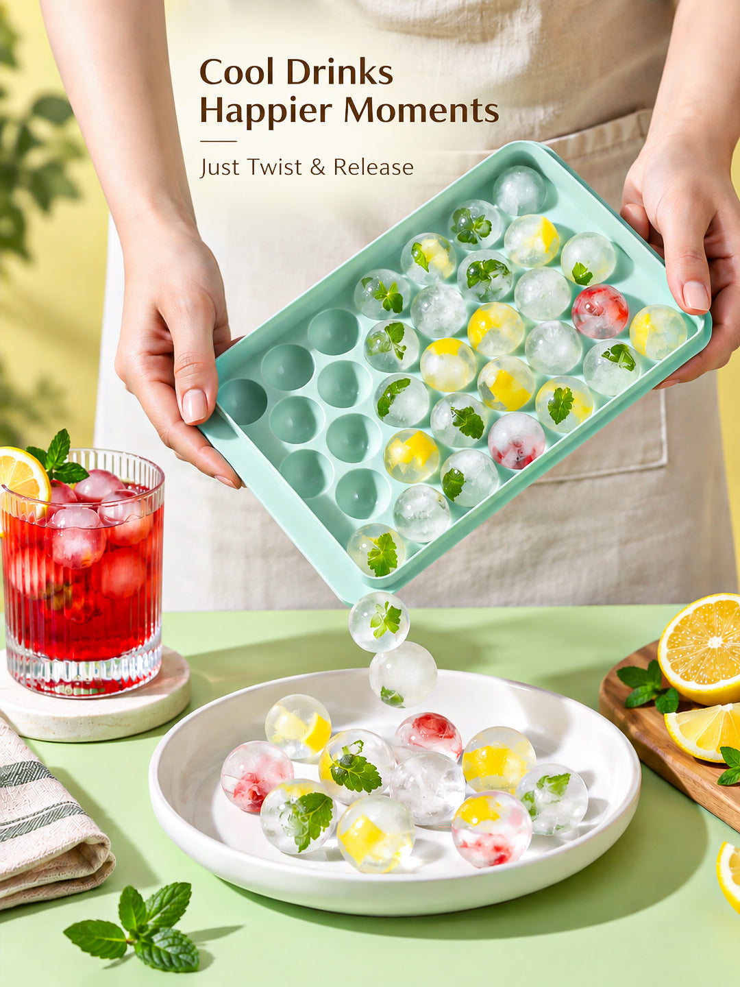 Ice Tray, Light Green, Plastic
