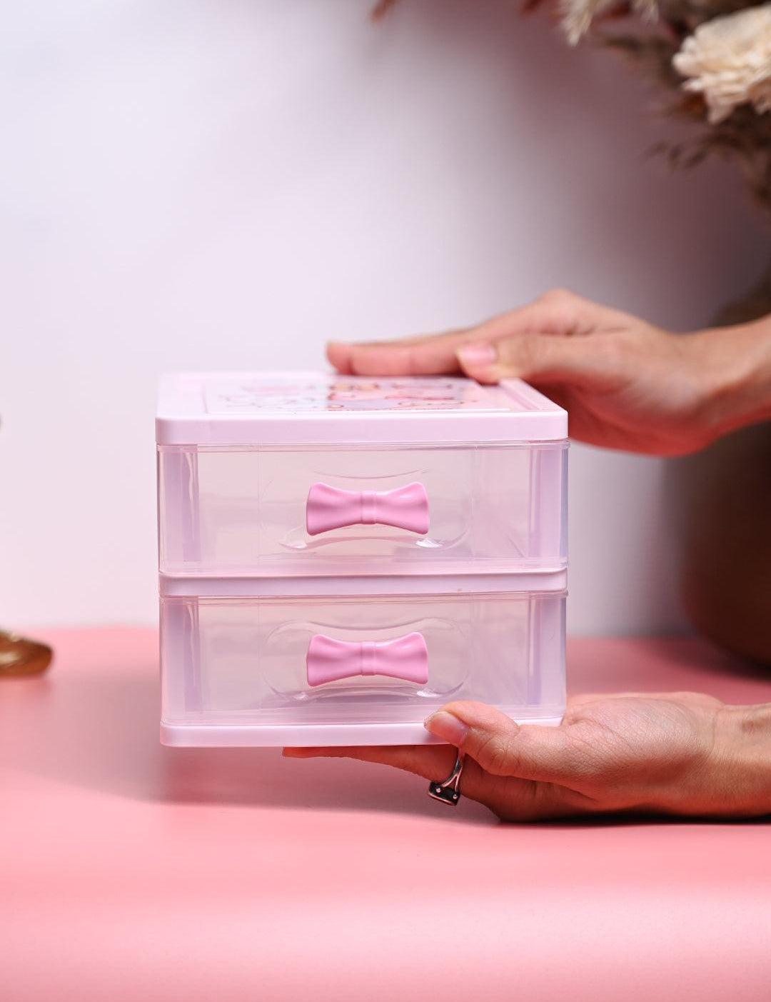 Double Layer Table Drawer Organizer, Pink, Plastic - MARKET99