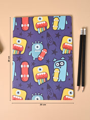 Paper, Note Book Pack Of 4 (Pages : 64 In Each Notebook) , Cartoon Print, Plain : Finish, Multicolor - MARKET99