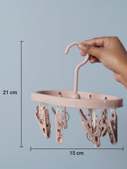 Cloth Hanger with 8 Pegs, Burgundy, Plastic