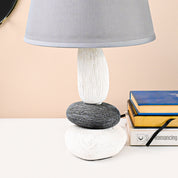 Table Lamp, Stone Pyramid Design, Grey, Ceramic