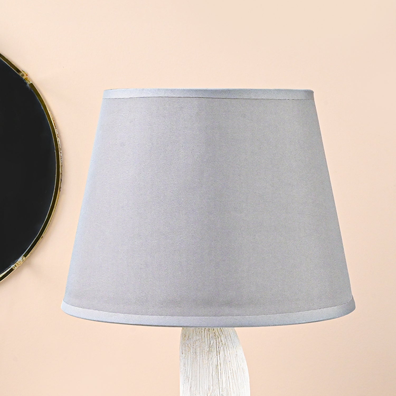 Table Lamp, Stone Pyramid Design, Grey, Ceramic