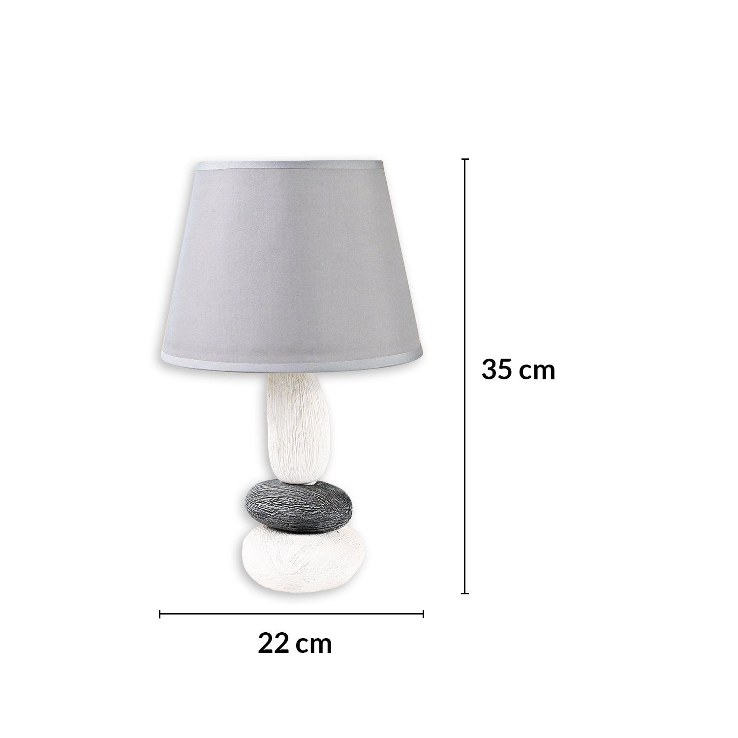 Table Lamp, Stone Pyramid Design, Grey, Ceramic