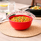 Market99 Hammered Melamine Soup Bowls Set of 6 (300 mL) – Red Glossy Finish Tableware for Dining