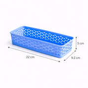 Market99 Small Plastic Multipurpose Storage Basket ( Set Of 6, Solid Blue Colour)