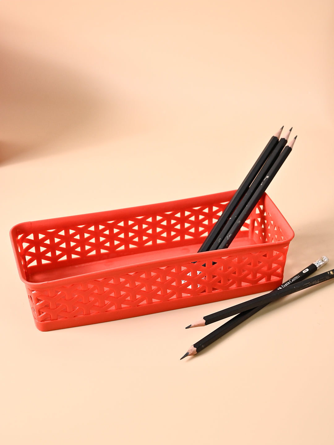 Market99 Small Plastic Multipurpose Storage Basket ( Set Of 6, Solid Red Colour ) - MARKET99