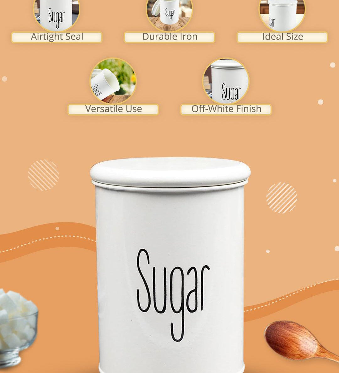 Sugar Jar With Lid - (Off White, 900mL) - MARKET99