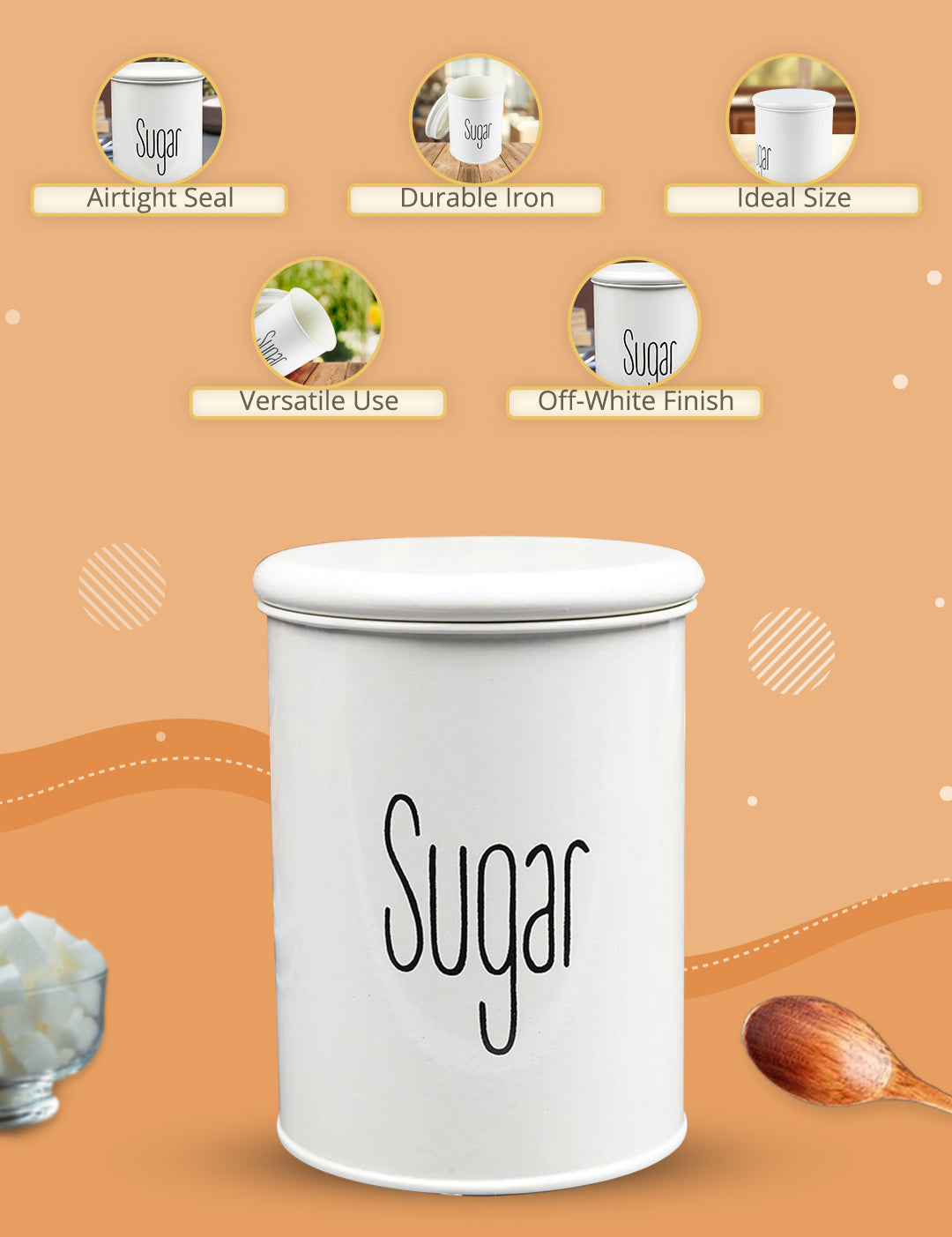 Sugar Jar With Lid - (Off White, 900mL) - MARKET99