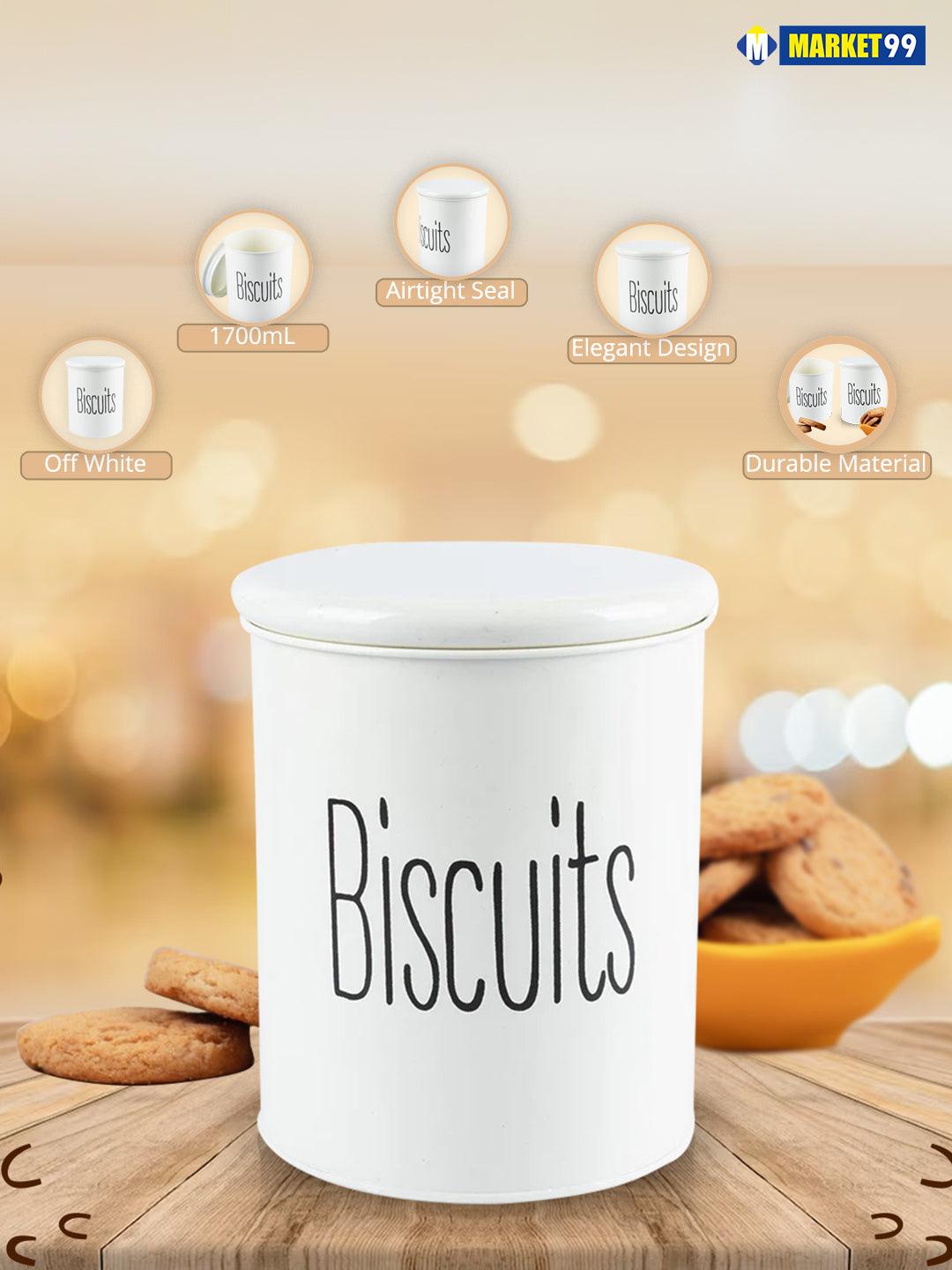 Biscuits Jar with Lid - (Off White, 1700mL) - MARKET99