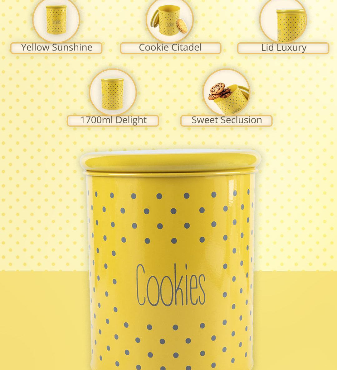 Cookies Jar With Lid - (Yellow, 1700mL) - MARKET99