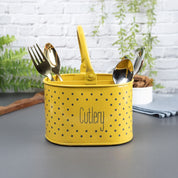 Polka Dot Cutlery Holder - Yellow