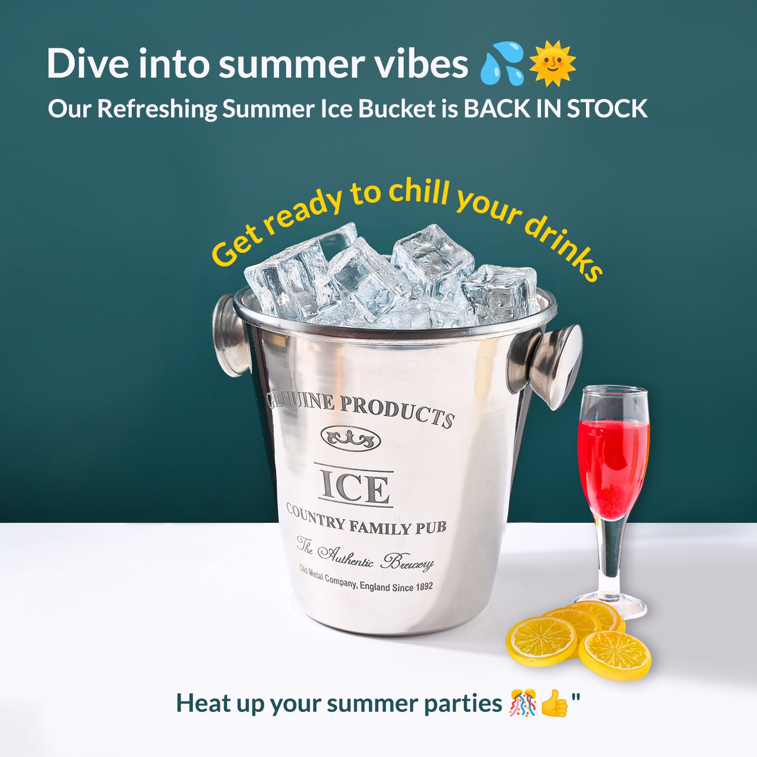 Ice Cubes Cold Drinks Bucket Twine Insulated Drink Galvanized