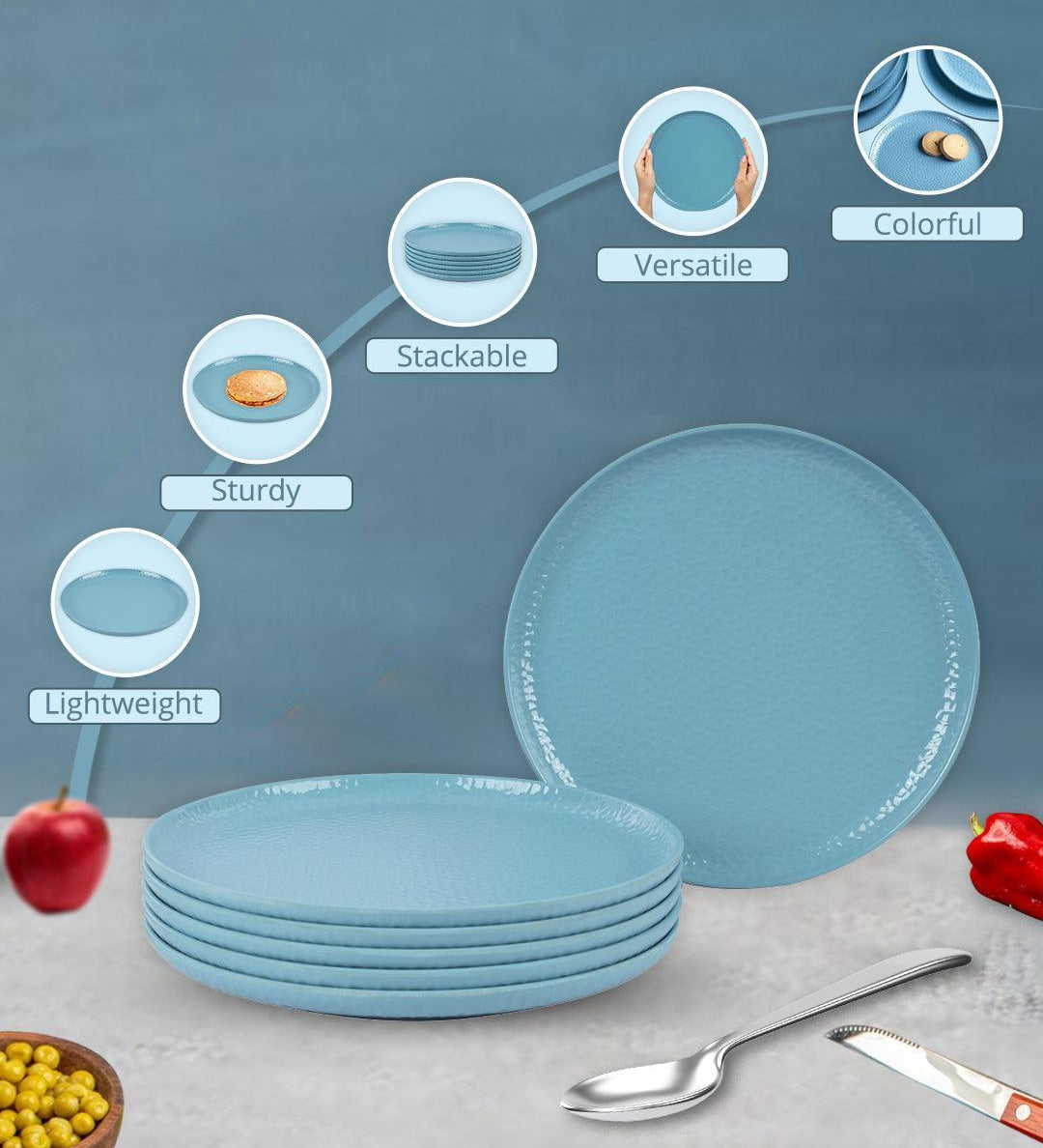 Melamine Round Quarter Plate (Set of 6) - MARKET99