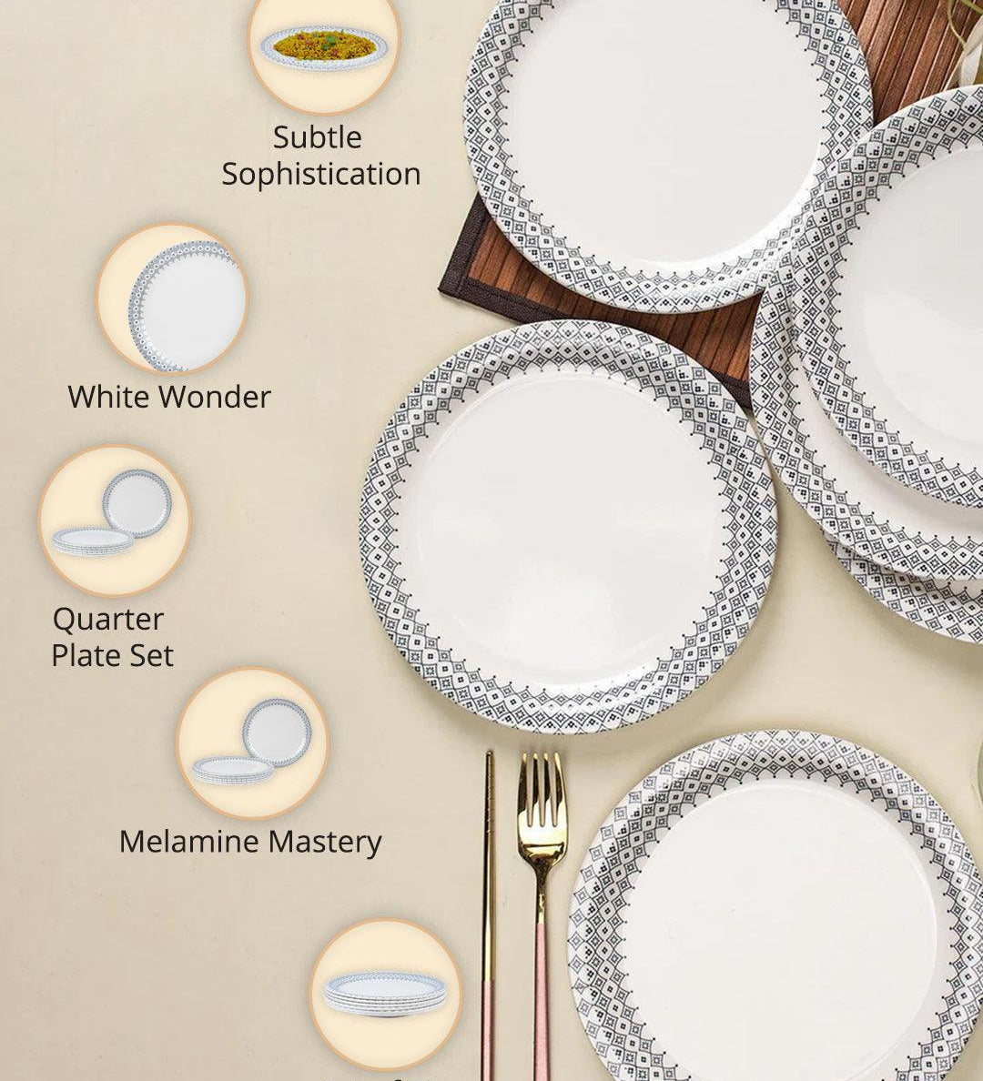 Melamine White Round Quarter Plate (Set of 6) - MARKET99