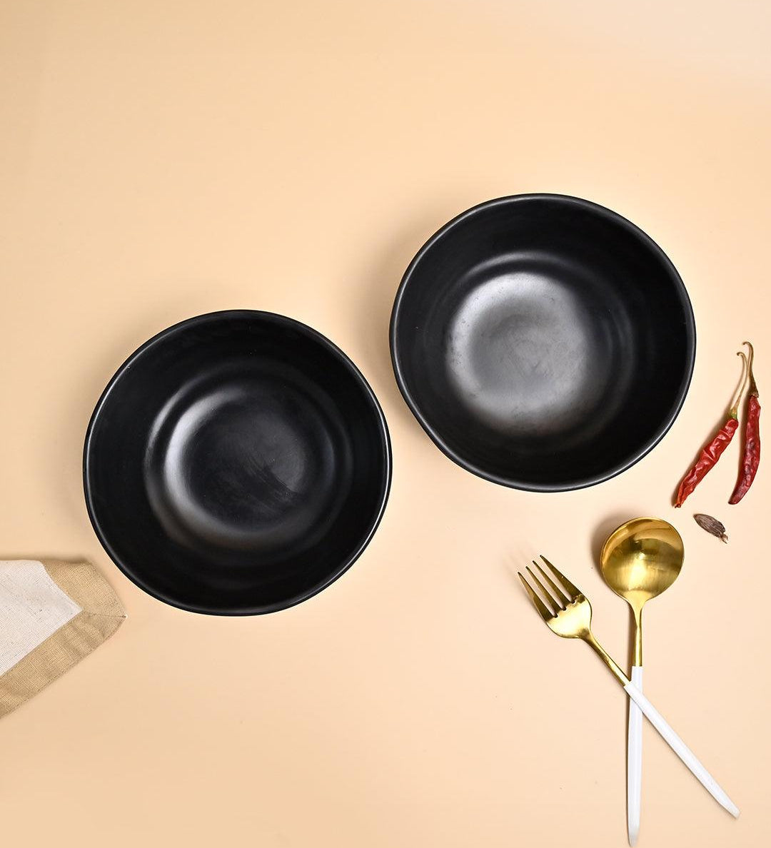 Melamine Black Round Serving Bowl (Set of 2) - MARKET99