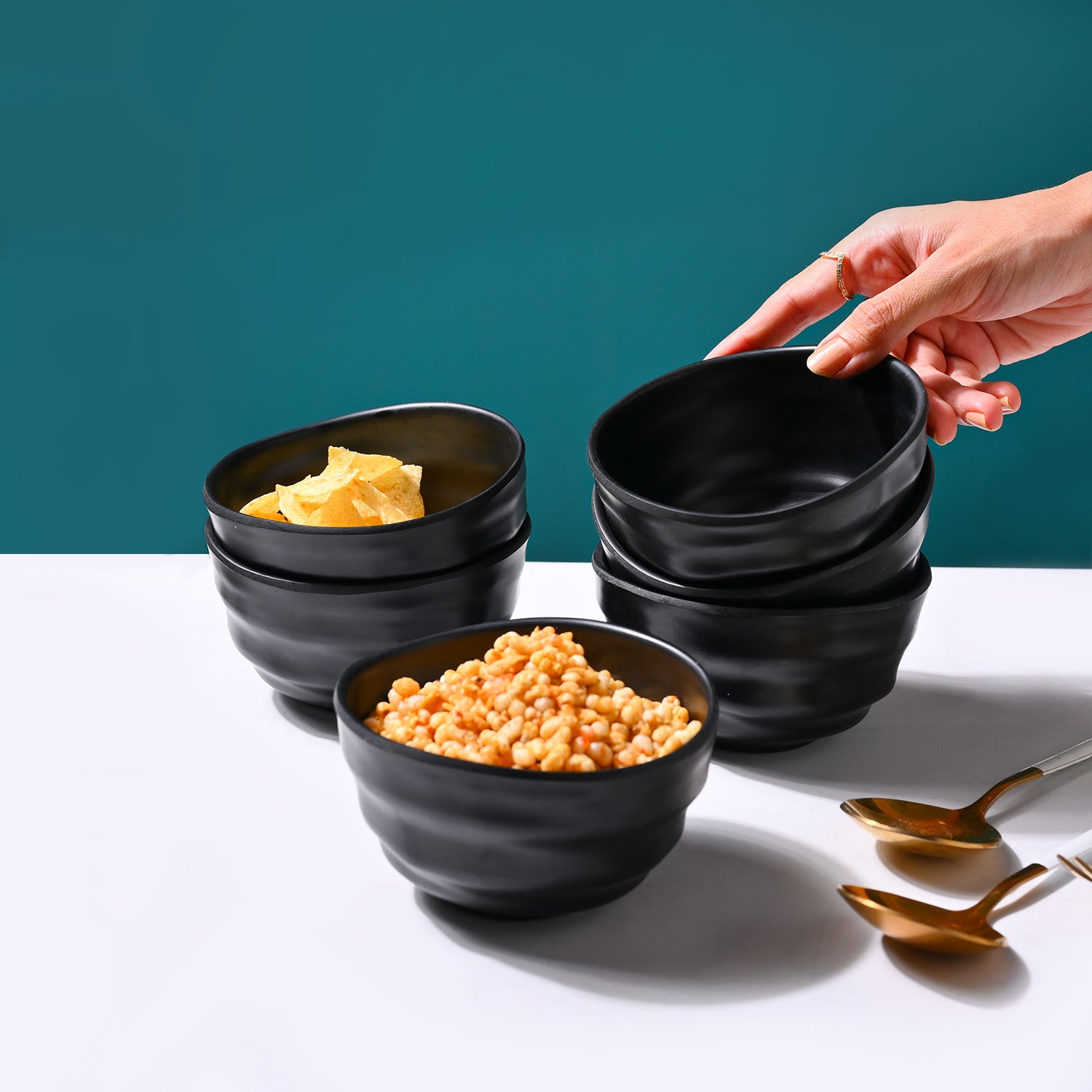 Melamine Black Round Soup Bowl (Set of 6)