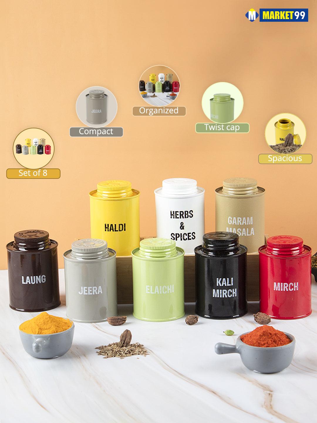 Spice Jar Set Of 8 (Each 250 Ml) - MARKET99