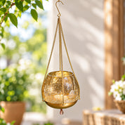 Hanging Gold Glass Flower Candle Holder