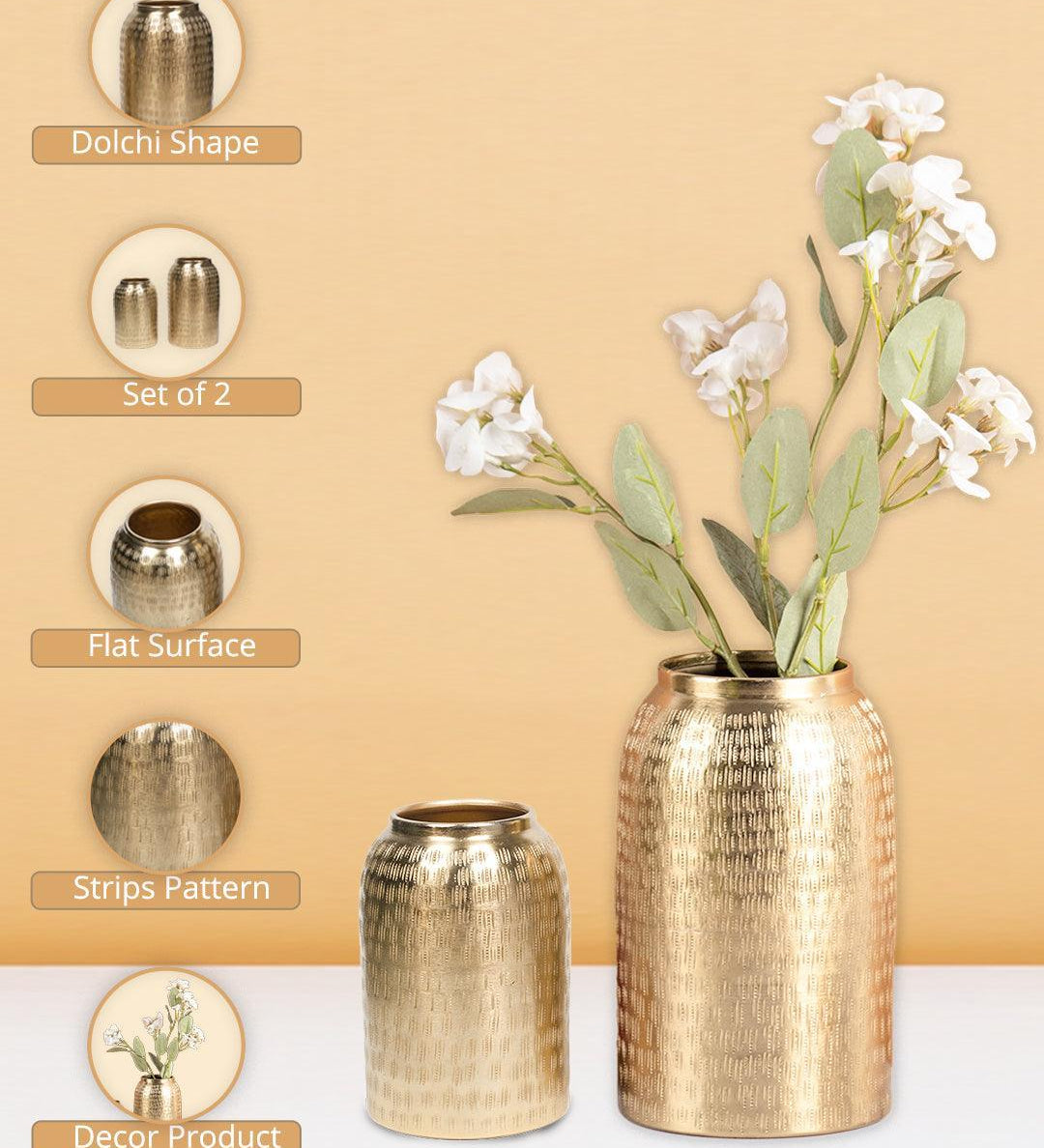 Decorative Modern Gold Metal Table Flower Dolchi Shape Vase for Festive Décor - MARKET99