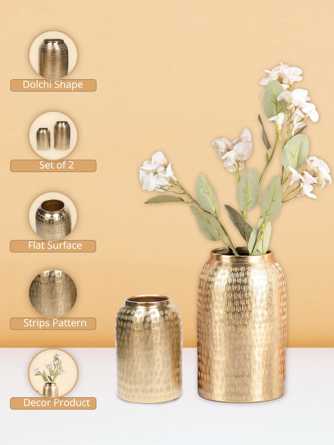 Decorative Modern Gold Metal Table Flower Dolchi Shape Vase for Festive Décor