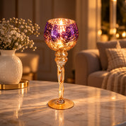 Decorative Purple Tined Glass Candlestick Holders