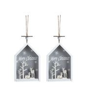 House Design - "Merry Christmas" Hanging Plaque Set Of 2 Pcs