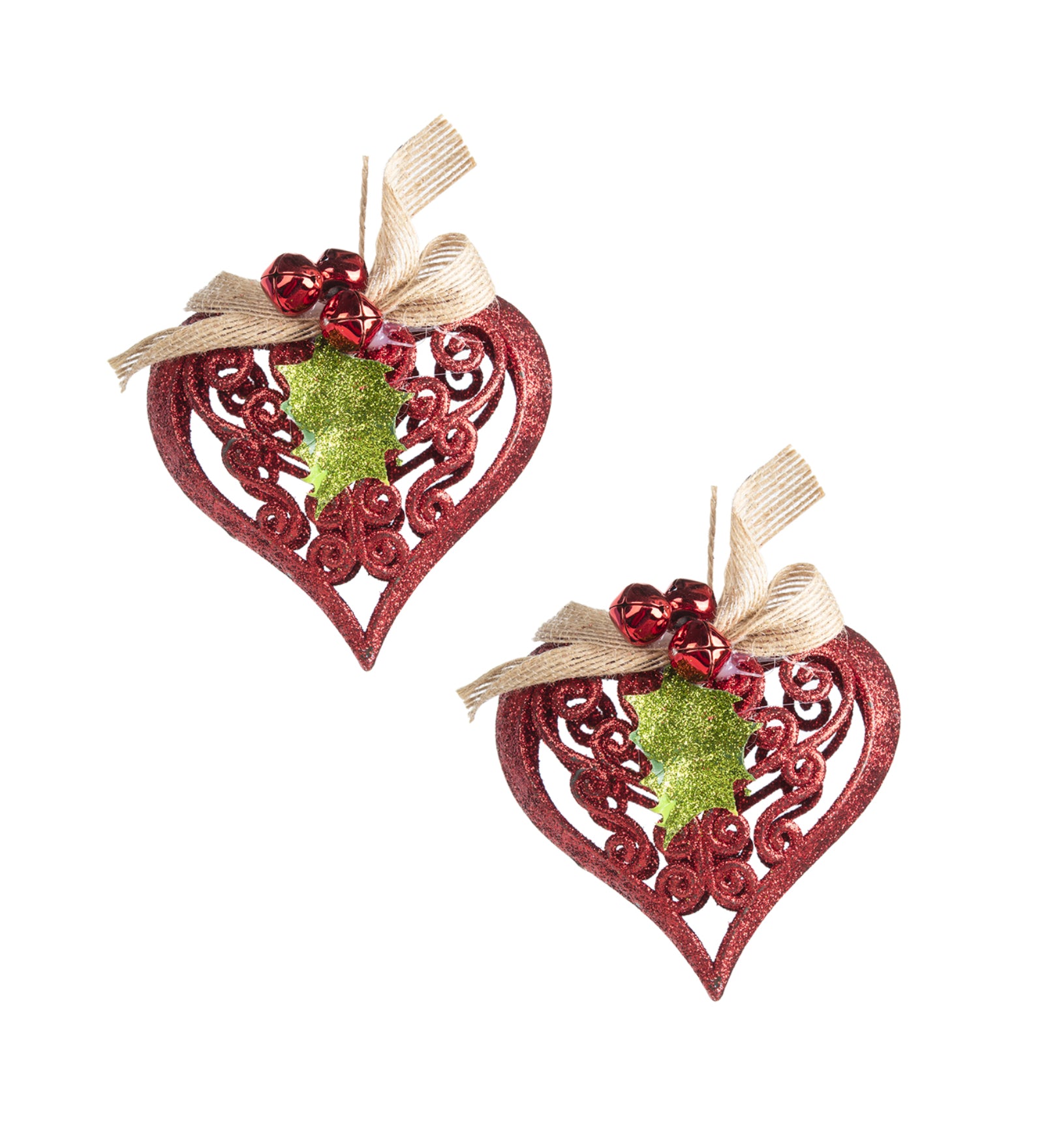 Red Heart - Christmas Hanging Ornaments- Heart Set Of 2 Pcs - MARKET99