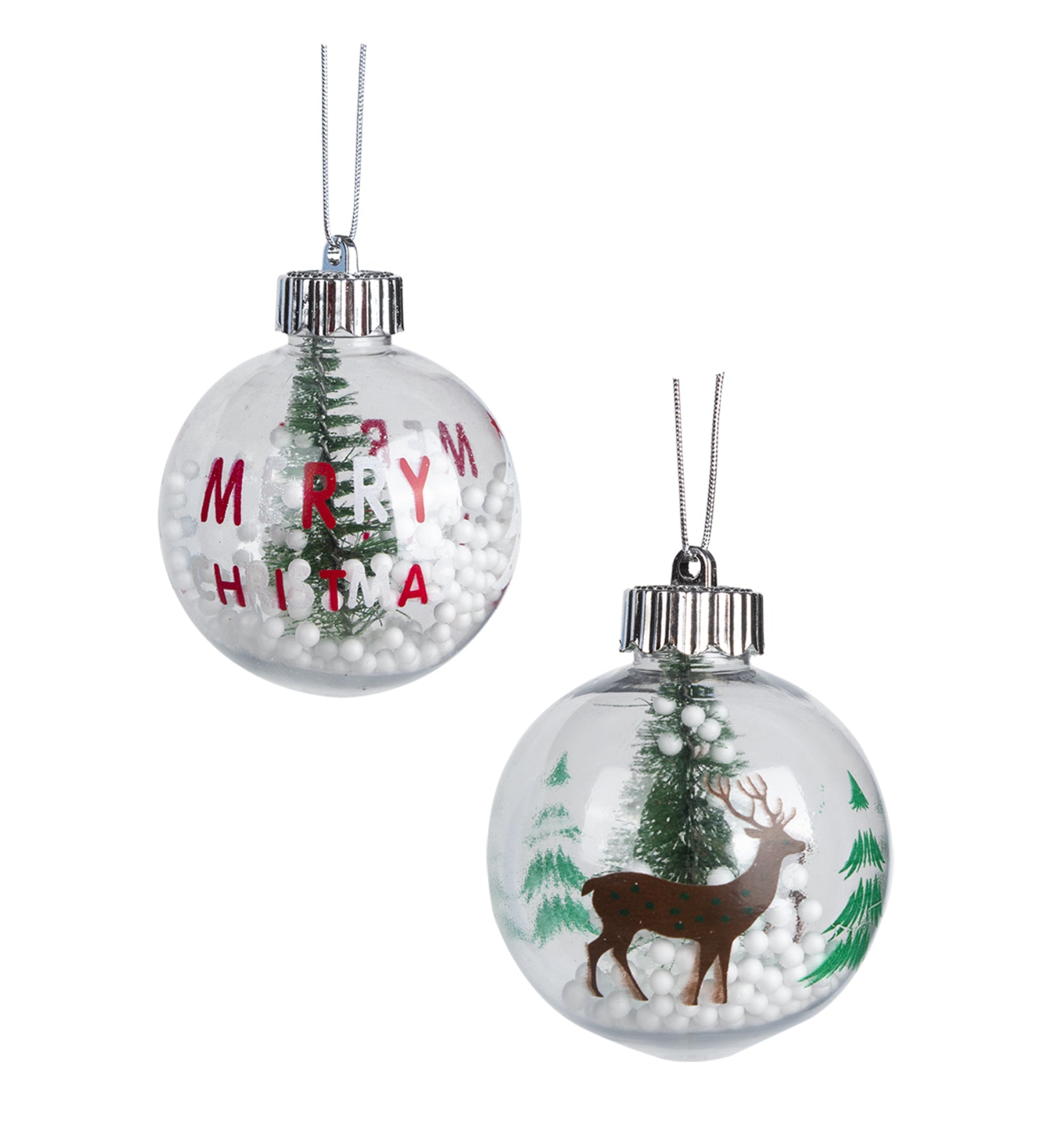 Reindeer Print - Christmas Hanging Ball Set Of 2 - MARKET99