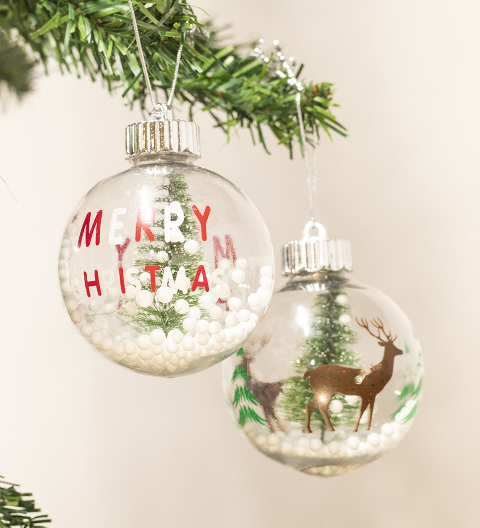 Reindeer Print - Christmas Hanging Ball Set Of 2 - MARKET99