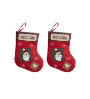 Welcome & Santa Print - Christmas Hanging Stocking Set Of 2 Pcs - IMAGE CHANGED - MARKET99