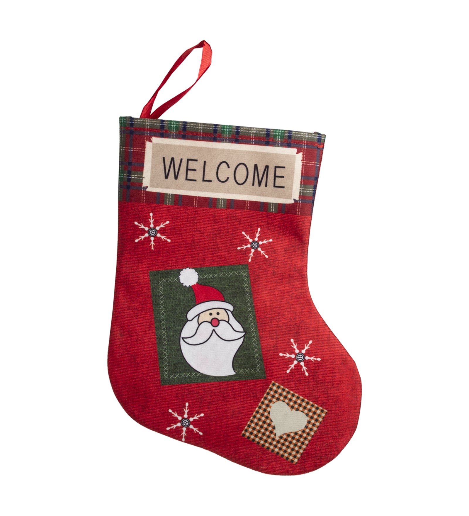 Welcome & Santa Print - Christmas Hanging Stocking Set Of 2 Pcs - IMAGE CHANGED - MARKET99