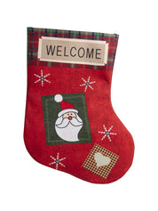 Welcome & Santa Print - Christmas Hanging Stocking Set Of 2 Pcs - IMAGE CHANGED