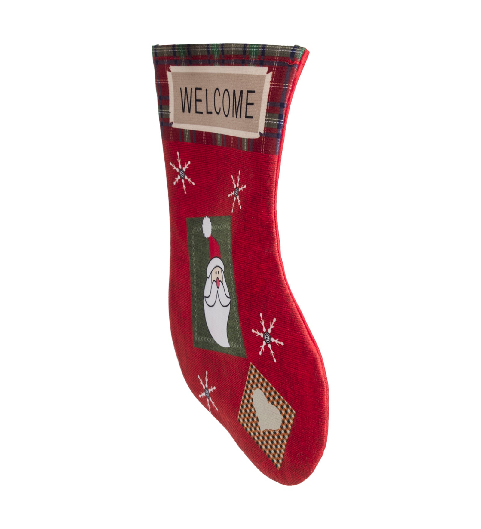 Welcome & Santa Print - Christmas Hanging Stocking Set Of 2 Pcs - IMAGE CHANGED - MARKET99