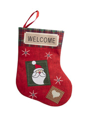 Welcome & Santa Print - Christmas Hanging Stocking Set Of 2 Pcs - IMAGE CHANGED