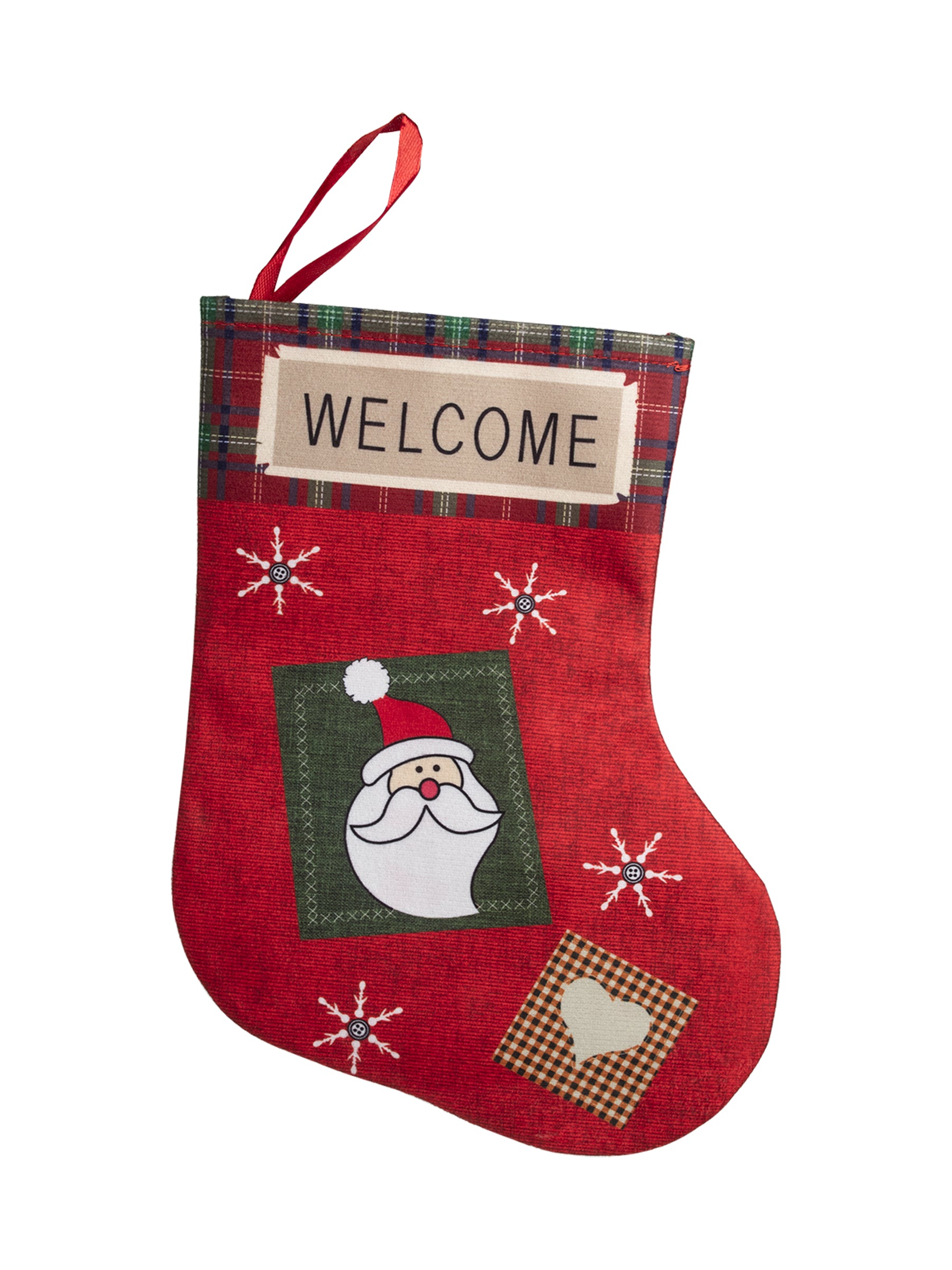 Welcome & Santa Print - Christmas Hanging Stocking Set Of 2 Pcs - IMAGE CHANGED