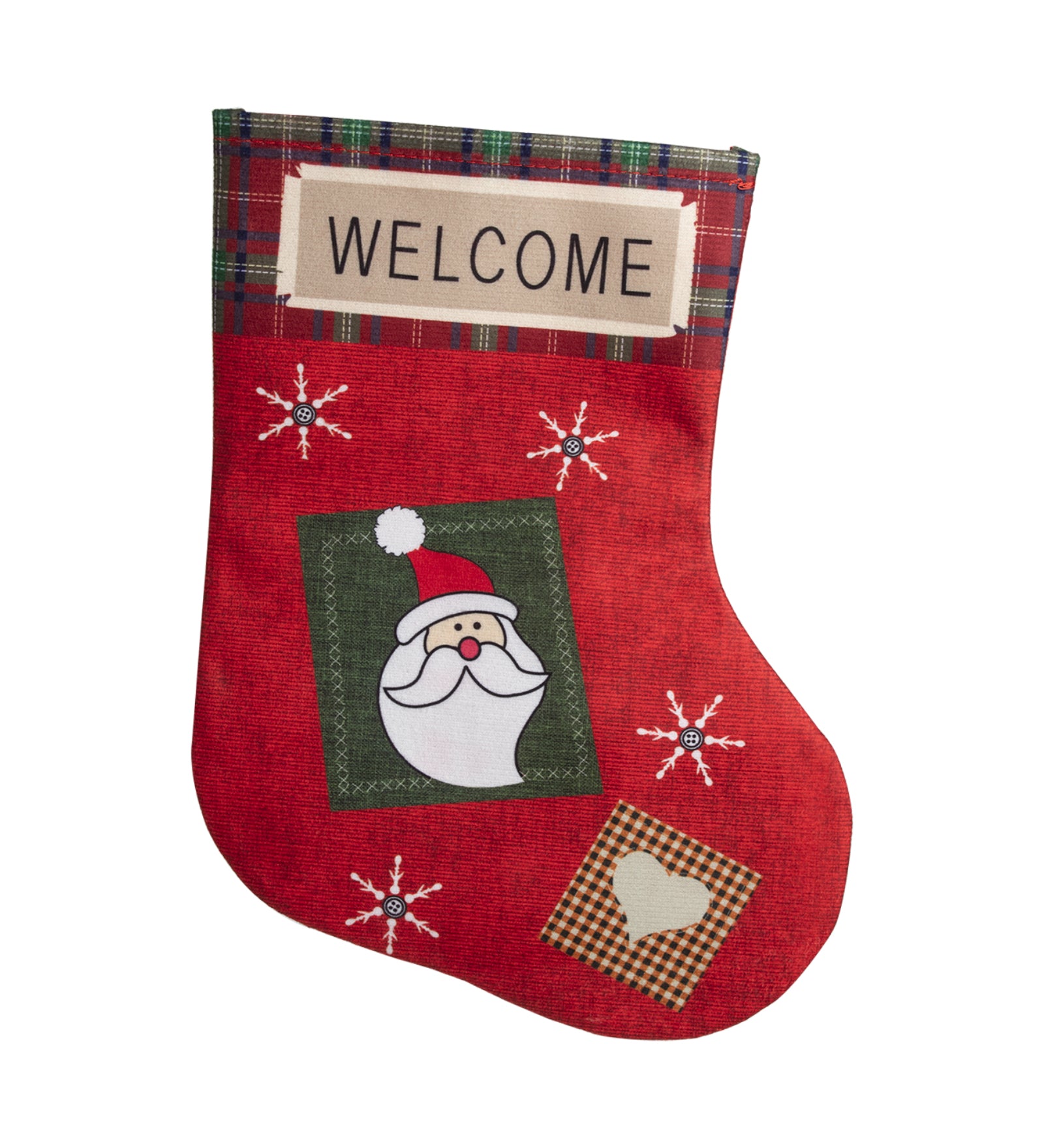 Welcome & Santa Print - Christmas Hanging Stocking Set Of 2 Pcs - IMAGE CHANGED - MARKET99