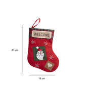 Welcome & Santa Print - Christmas Hanging Stocking Set Of 2 Pcs - IMAGE CHANGED - MARKET99