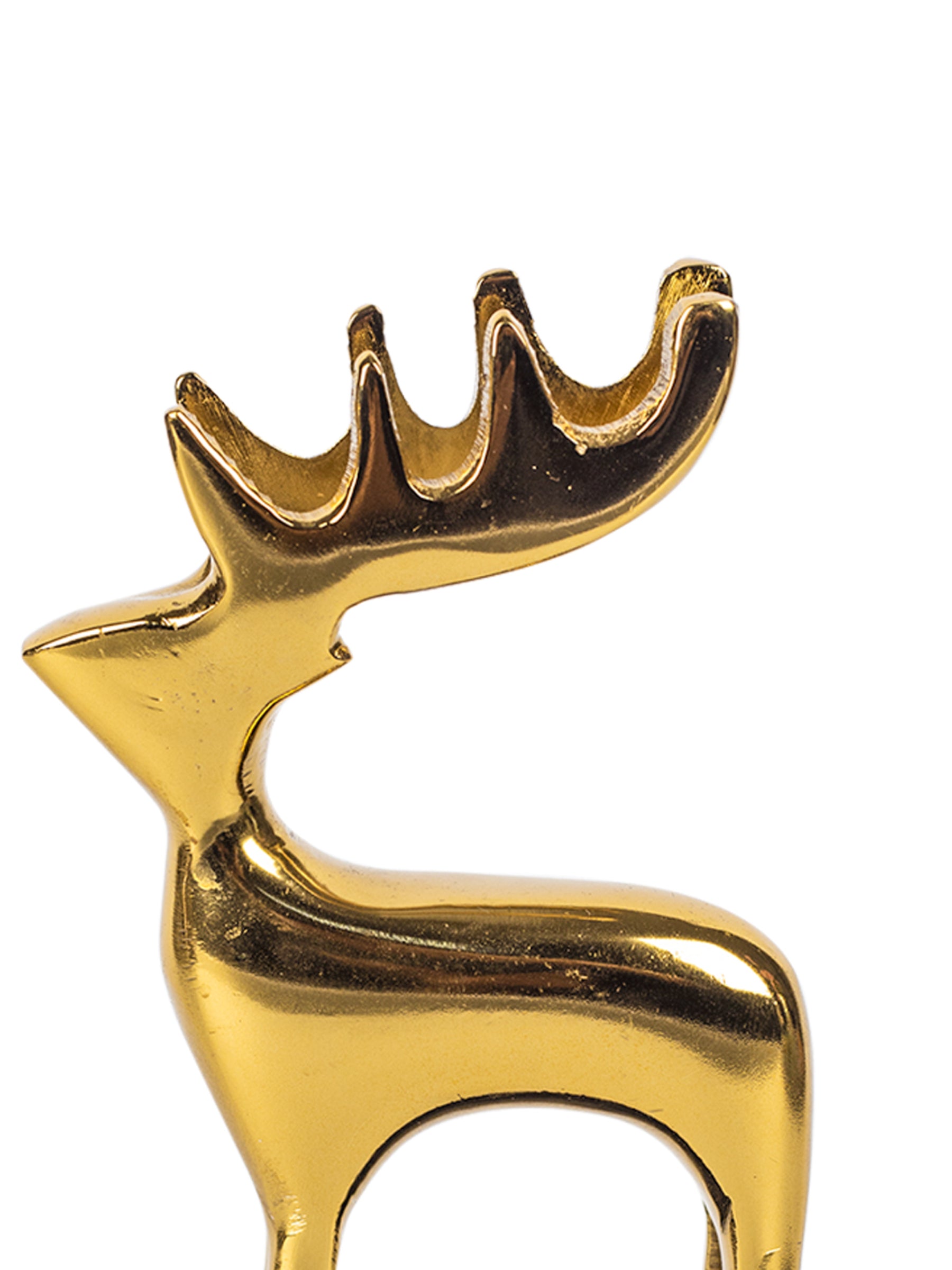 Gold Solid Aluminium Reindeer Figurine