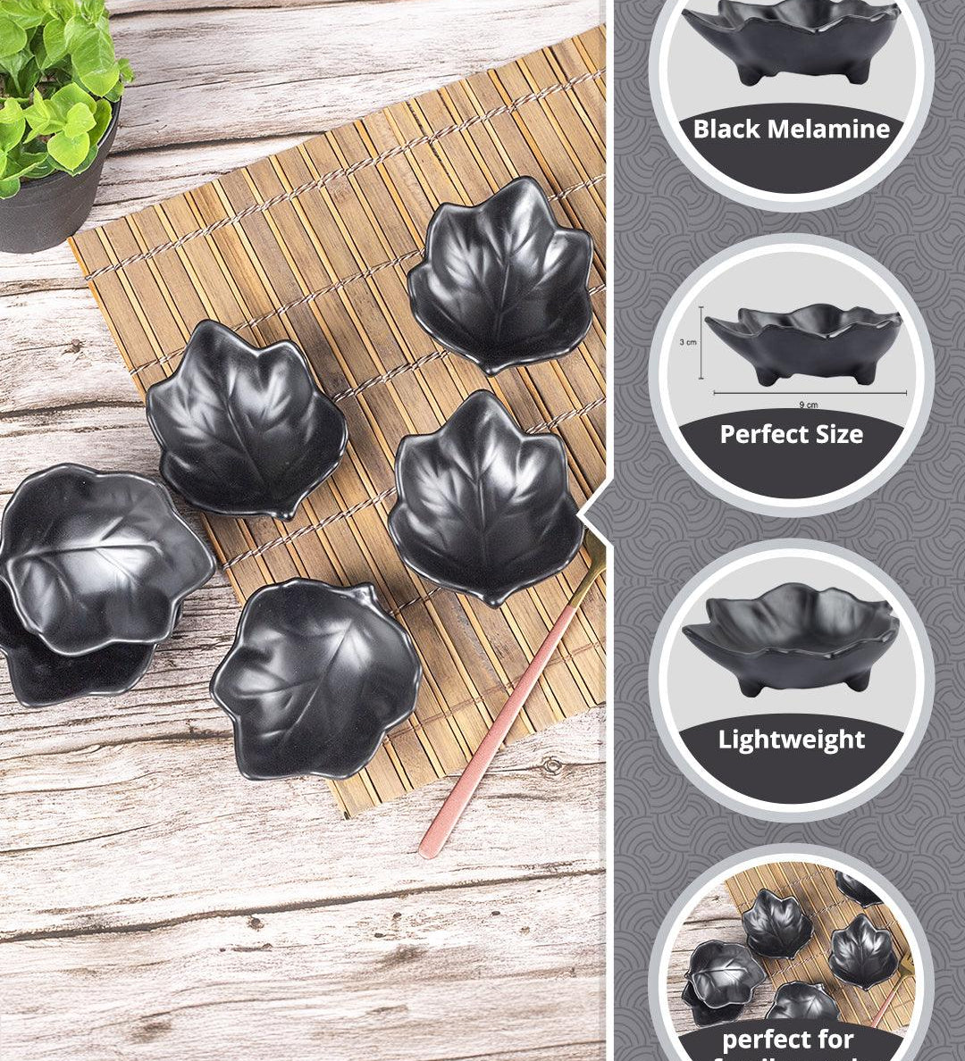 MARKET99 Black Melamine Chutney Bowls, Each 30mL, Set Of 6 Pcs - MARKET99