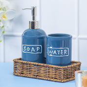 Market99 Blue Ceramic Bathroom, Pack Of 3