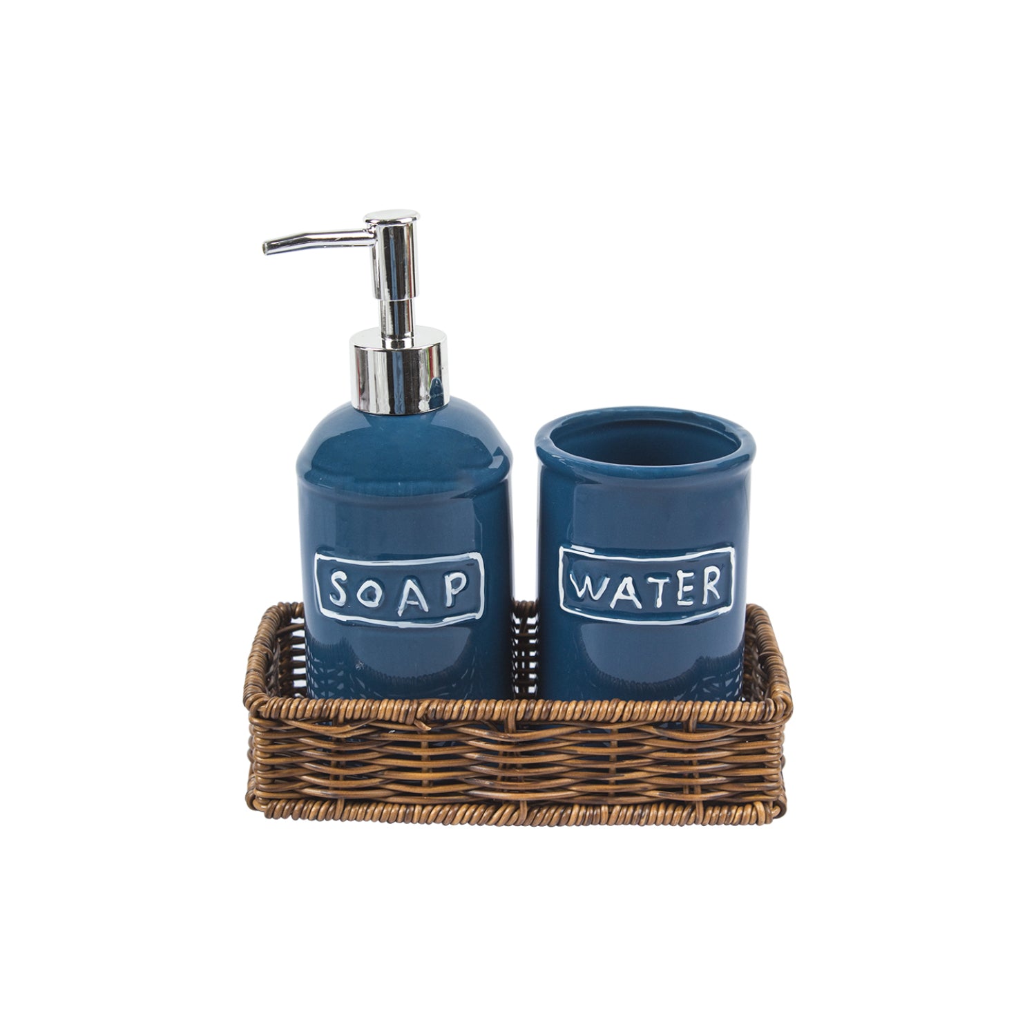 Market99 Blue Ceramic Bathroom, Pack Of 3