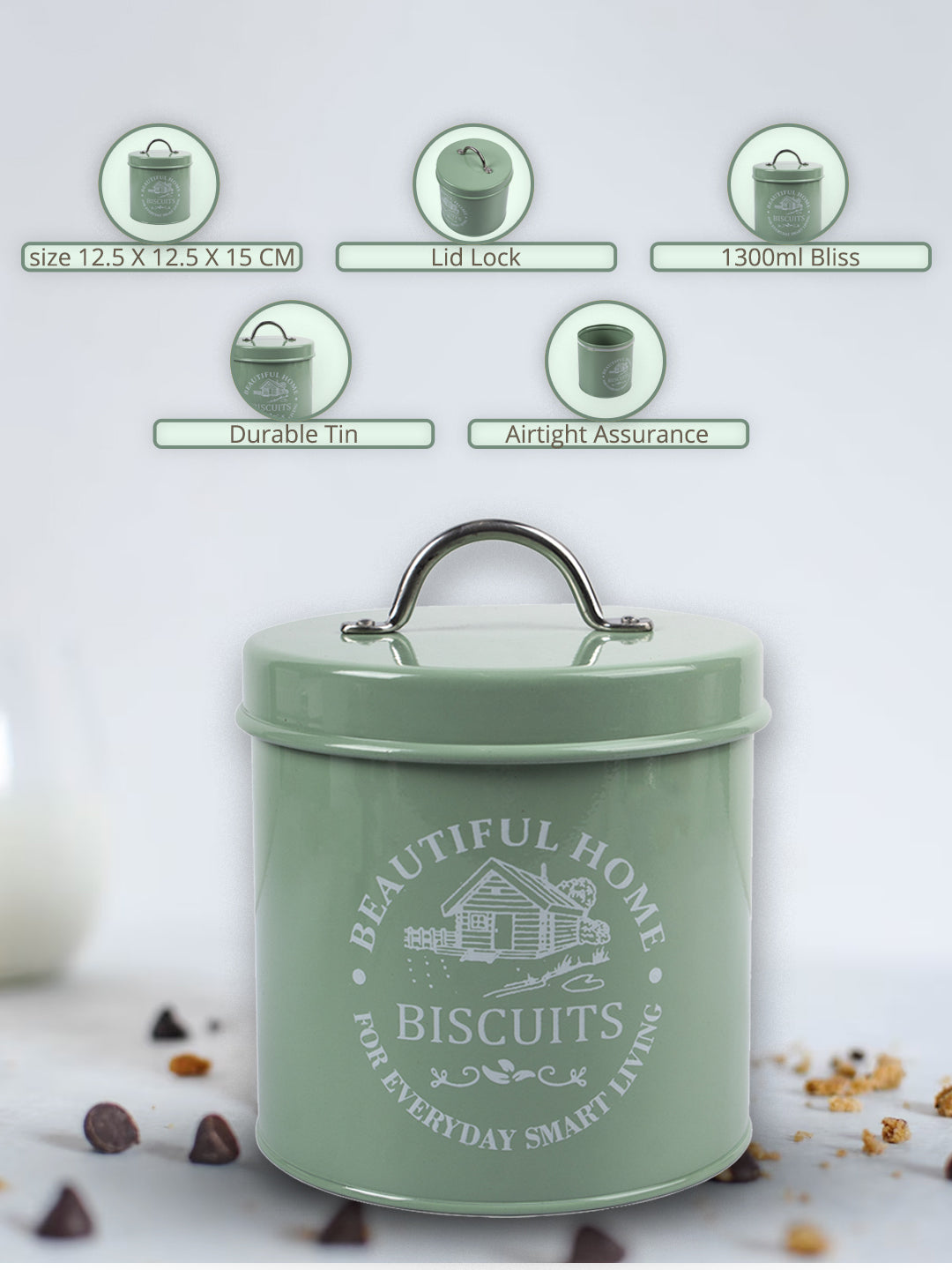 Market99 Biscuit Storage Jar with Lid - 1300 mL