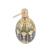 Market99 Black Polyresin Soap Dispenser with Golden Pump - 380 mL