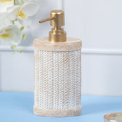 MARKET99 Beige Polyresin Soap Dispenser with Golden Pump - 280 mL