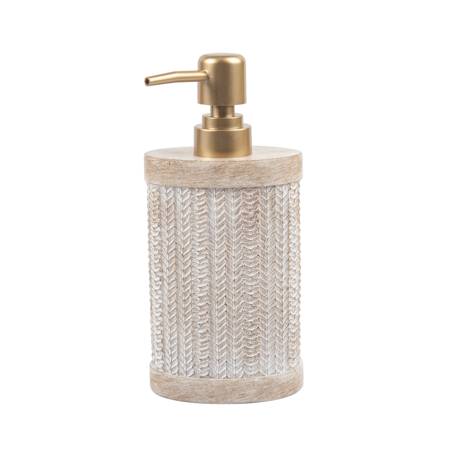 MARKET99 Beige Polyresin Soap Dispenser with Golden Pump - 280 mL