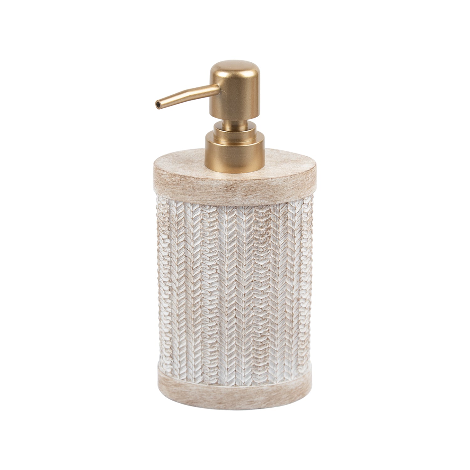 MARKET99 Beige Polyresin Soap Dispenser with Golden Pump - 280 mL