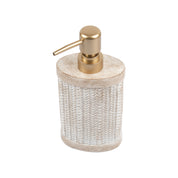 MARKET99 Beige Polyresin Soap Dispenser with Golden Pump - 280 mL