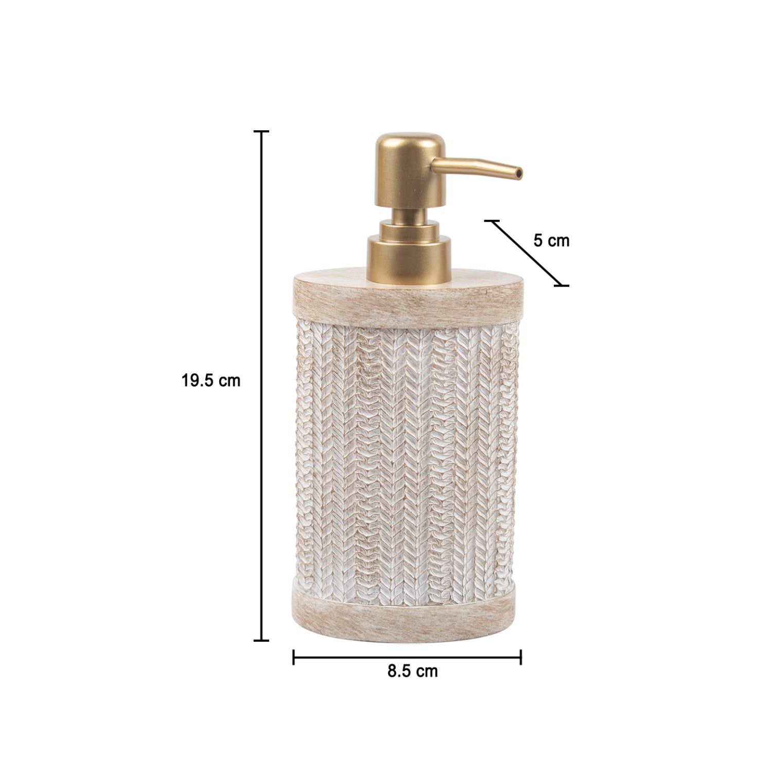 MARKET99 Beige Polyresin Soap Dispenser with Golden Pump - 280 mL