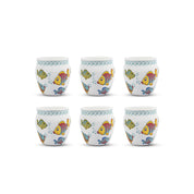 MARKET99 Fish Printed Ceramic Kullad, (Each 130 mL, Set Of 6 Pcs)