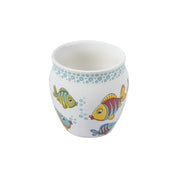 MARKET99 Fish Printed Ceramic Kullad, (Each 130 mL, Set Of 6 Pcs)